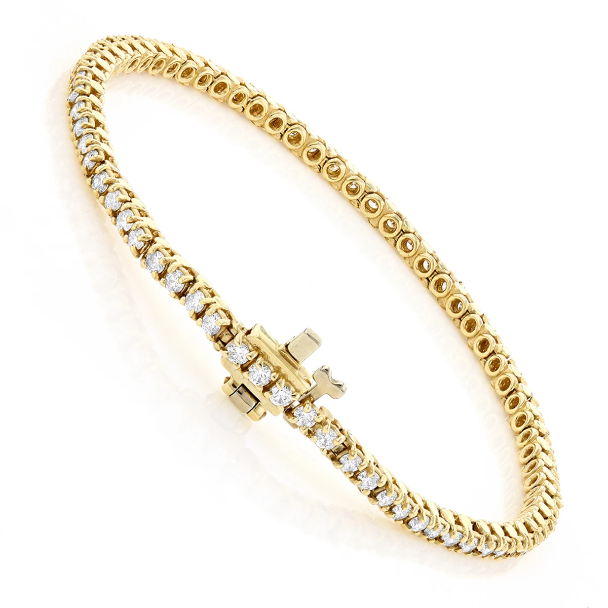14K Yellow Gold Round Diamond Tennis Bracelet 2.2ct 6 14K Yellow Gold Round Diamond Tennis Bracelet 2.2ct - Image 4