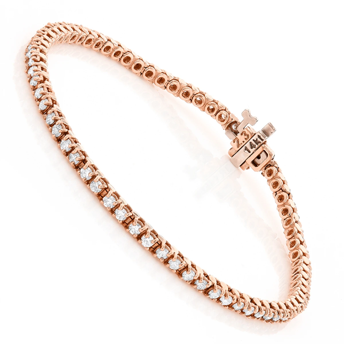 14K Yellow Gold Round Diamond Tennis Bracelet 2.2ct 5 14K Yellow Gold Round Diamond Tennis Bracelet 2.2ct - Image 3