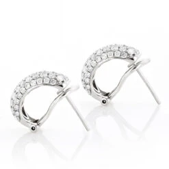 Small 14K White Gold Round Pave Diamond Hoop Earrings 1.87ctw -Its Hot Jewelry Shop 14k round pave diamond hoop earrings 187ct p 35714 backwh