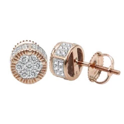 Solid 14K Yellow Gold 2 Carat Look Diamond Stud Earrings 0.5ct Clusters Luxurman -Its Hot Jewelry Shop 14k solid gold 2 carat look diamond stud earrings 075ct clusters luxurman ro