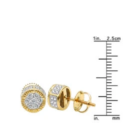 Solid 14K Yellow Gold 2 Carat Look Diamond Stud Earrings 0.5ct Clusters Luxurman -Its Hot Jewelry Shop 14k solid gold 2 carat look diamond stud earrings 075ct clusters luxurman rulerye