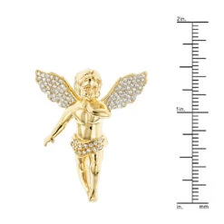 14K Yellow Gold Diamond Angel Pendant 0.63ct Small Baby Angel Charm 13 14K Yellow Gold Diamond Angel Pendant 0.63ct Small Baby Angel Charm -Its Hot Jewelry Shop 14k solid gold diamond angel pendant 063ct rulerye