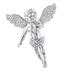 14K Yellow Gold Diamond Angel Pendant 0.63ct Small Baby Angel Charm 9 14K Yellow Gold Diamond Angel Pendant 0.63ct Small Baby Angel Charm -Its Hot Jewelry Shop 14k solid gold diamond angel pendant 063ct wh