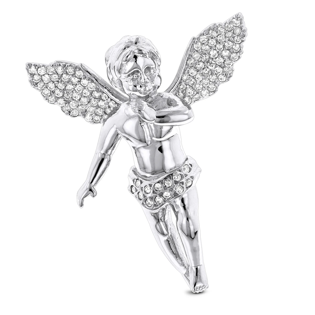 14K Yellow Gold Diamond Angel Pendant 0.63ct Small Baby Angel Charm 4 14K Yellow Gold Diamond Angel Pendant 0.63ct Small Baby Angel Charm - Image 2