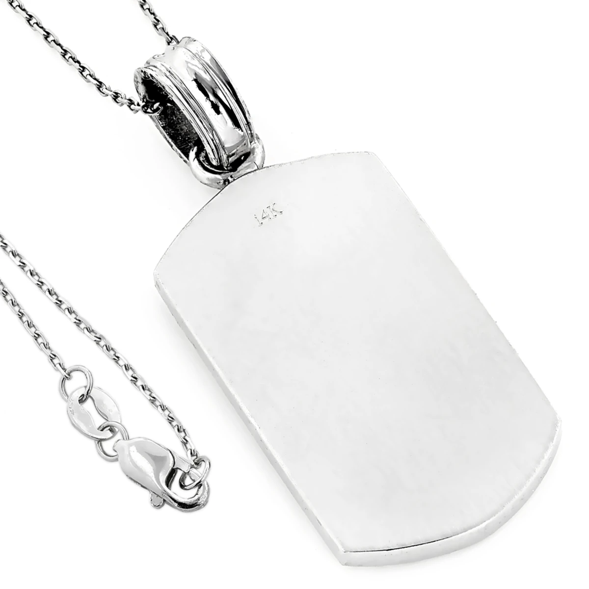 14K White Gold Diamond Dog Tag Pendant 0.22ct 6 14K White Gold Diamond Dog Tag Pendant 0.22ct - Image 4