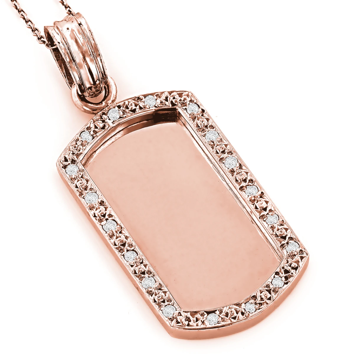 14K White Gold Diamond Dog Tag Pendant 0.22ct 5 14K White Gold Diamond Dog Tag Pendant 0.22ct - Image 3