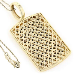 14K Yellow Gold Dog Tag Pendant With Black Diamonds 3.25 -Its Hot Jewelry Shop 14k solid gold dog tag pendant with black diamonds 325 p 22400 backye