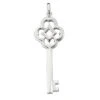 14K White Gold Key Pendant Necklace 14.3mm