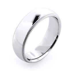 Solid 14K White Gold Men's Wedding Band 6mm