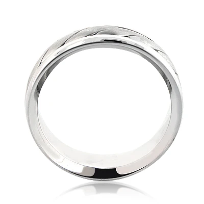 Solid 14K White Gold Men's Woven Wedding Band 6 Solid 14K White Gold Men's Woven Wedding Band - Image 4