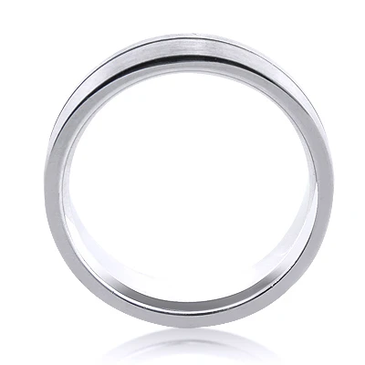 Solid 14K White Gold One Line Men's Wedding Band 6 Solid 14K White Gold One Line Men's Wedding Band - Image 4