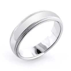 Solid 14K White Gold Wedding Band For Men 6mm