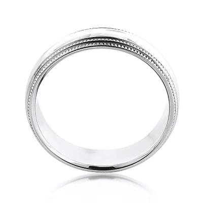 Solid 14K White Gold Wedding Band For Men 6mm 6 Solid 14K White Gold Wedding Band For Men 6mm - Image 4