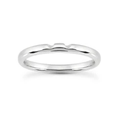 Thin 2.5mm Solid 14K White Gold Contour Wedding Band