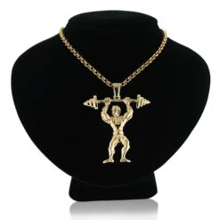 14K Yellow Gold Weightlifting Pendant Sports Charm -Its Hot Jewelry Shop 14k solid gold weightlifting pendant sports charm 3