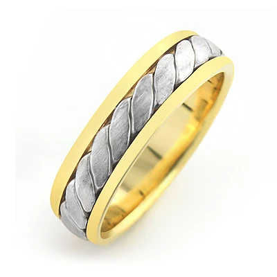 Solid 14K Yellow Gold Woven Wedding Band For Men 4 Solid 14K Yellow Gold Woven Wedding Band For Men - Image 2