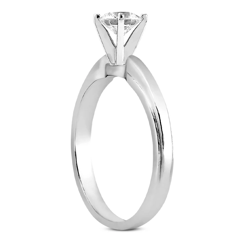 14K White Gold Solitaire Diamond Engagement Ring 0.50ct 3.4mm 4 14K White Gold Solitaire Diamond Engagement Ring 0.50ct 3.4mm - Image 2