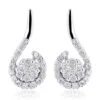 14K White Gold Swirl Diamond Earrings For Women 0.75ct
