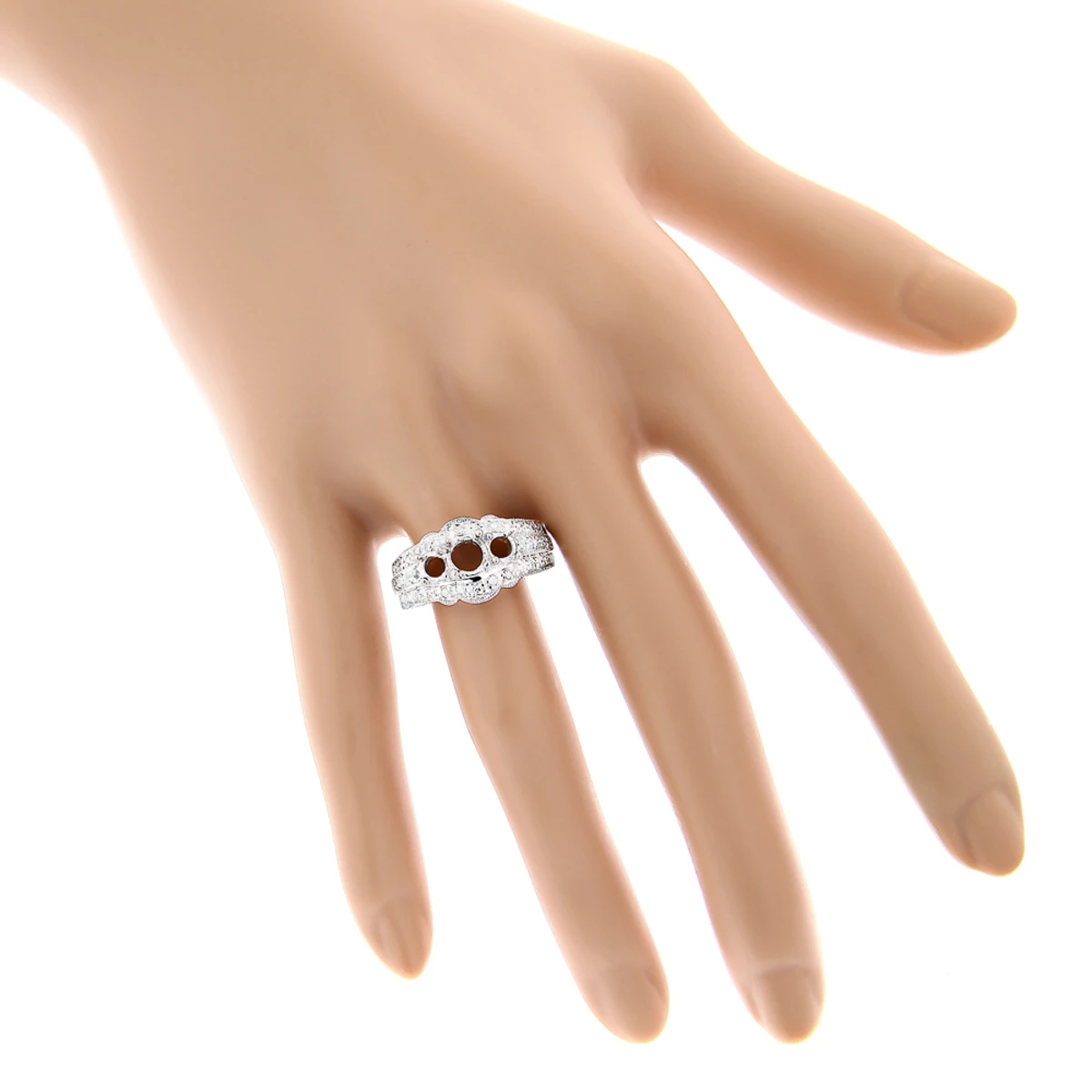 14K White Gold Three Stone Diamond Engagement Ring Setting 0.46ct 7 14K White Gold Three Stone Diamond Engagement Ring Setting 0.46ct - Image 5