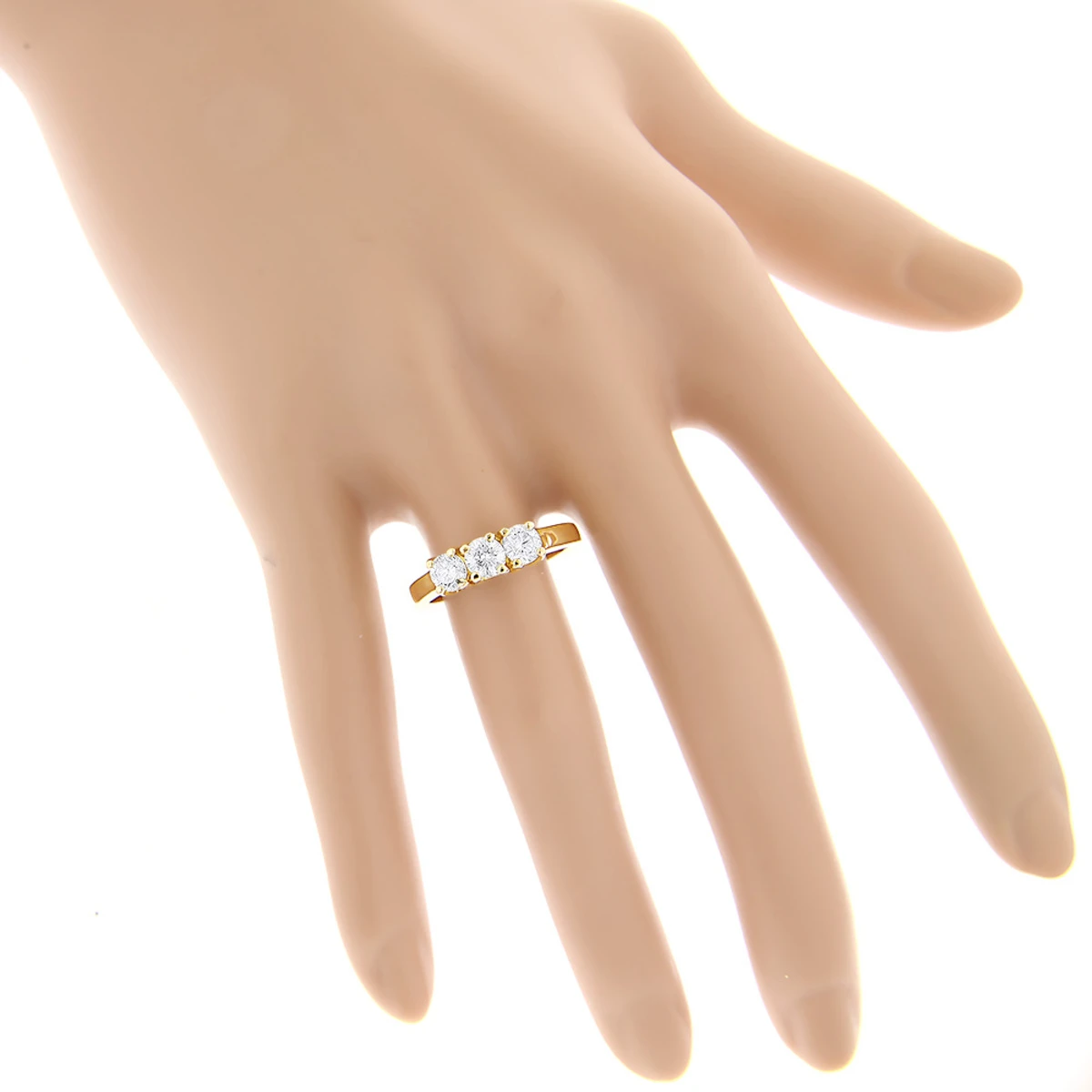 14K Yellow Gold Three Stone Diamond Ring Past Present Future 1 Carat 7 14K Yellow Gold Three Stone Diamond Ring Past Present Future 1 Carat - Image 5