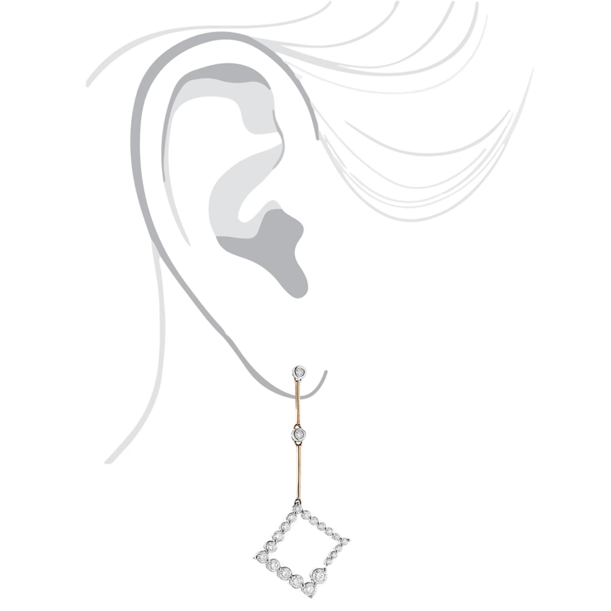 Two Tone 14K Rose Gold Journey Diamond Earrings 1 Carat 7 Two Tone 14K Rose Gold Journey Diamond Earrings 1 Carat - Image 5