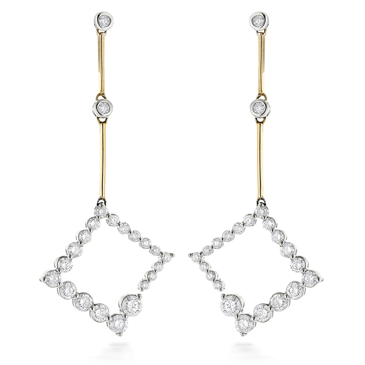 Two Tone 14K Rose Gold Journey Diamond Earrings 1 Carat 5 Two Tone 14K Rose Gold Journey Diamond Earrings 1 Carat - Image 3