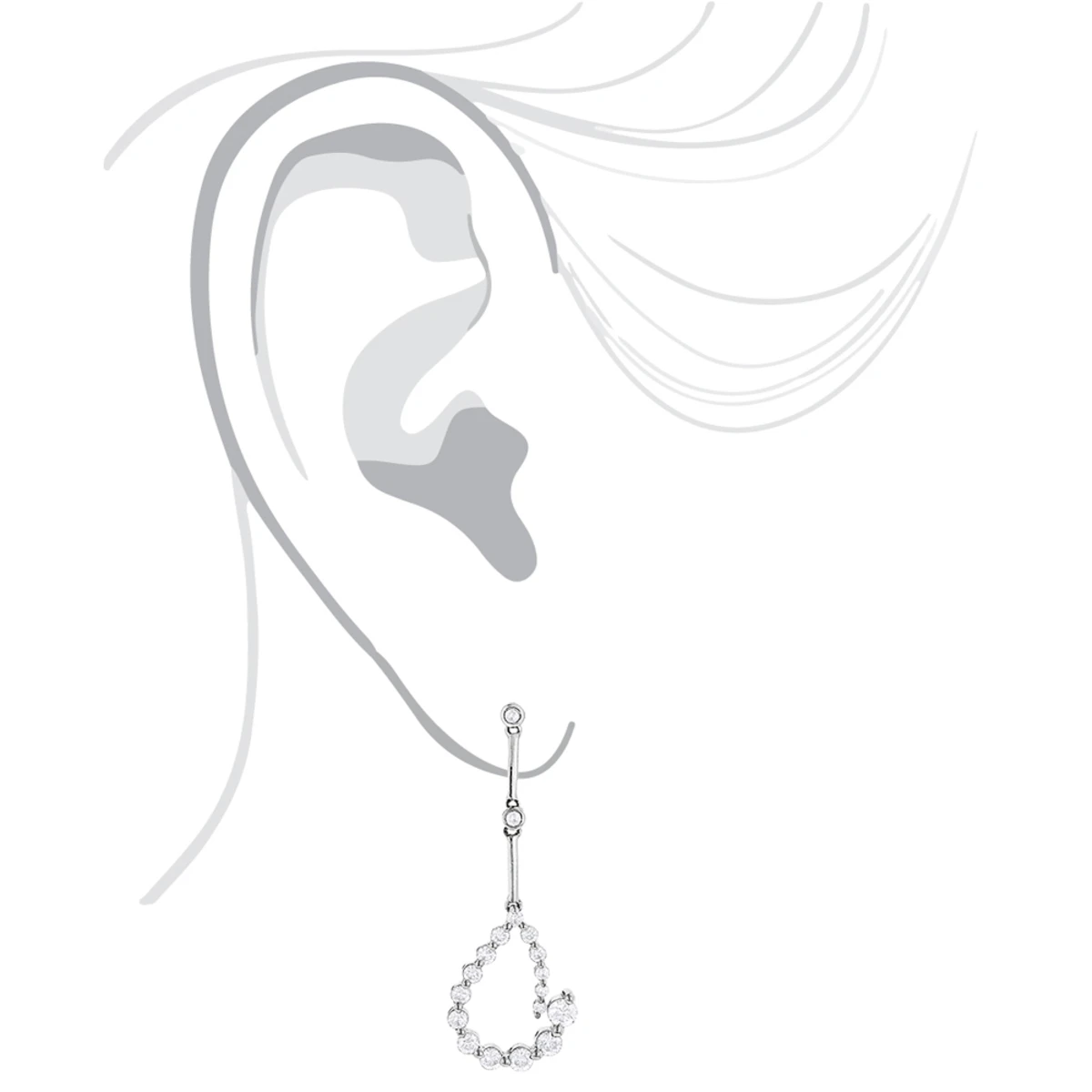 Two Tone 14K White Gold Journey Diamond Earrings 1.30ct 7 Two Tone 14K White Gold Journey Diamond Earrings 1.30ct - Image 5