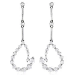 Two Tone 14K White Gold Journey Diamond Earrings 1.30ct