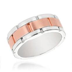 Two Tone 14K Yellow Gold Men's Wedding Band Comfort Fit -Its Hot Jewelry Shop 14k two tone gold mens wedding band comfort fit ro