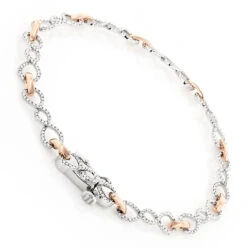 Two Tone 14K Yellow Gold Round Diamond Bracelet For Women 0.7ct -Its Hot Jewelry Shop 14k two tone gold round diamond bracelet for women 07ct back