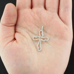 14K White Gold Unique Diamond Cross Pendant 0.32ct -Its Hot Jewelry Shop 14k unique diamond cross pendant 032ct p 41782box