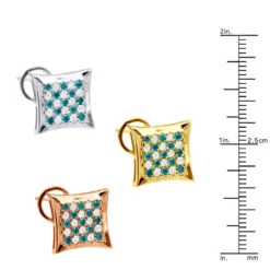 Unique 14K White Gold White Blue Diamond Earrings Square Studs 1.60ct -Its Hot Jewelry Shop 14k white blue diamond earrings 160ct p 7220 ruler white