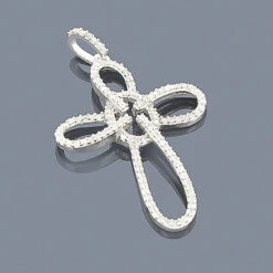 14K White Gold Cross Pendant 0.34ct
