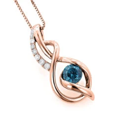 14K White Gold La Minor Blue Diamond Pendant For Women With Chain Necklace -Its Hot Jewelry Shop 14k white gold la minor blue diamond pendant for women with chain 037ct ro