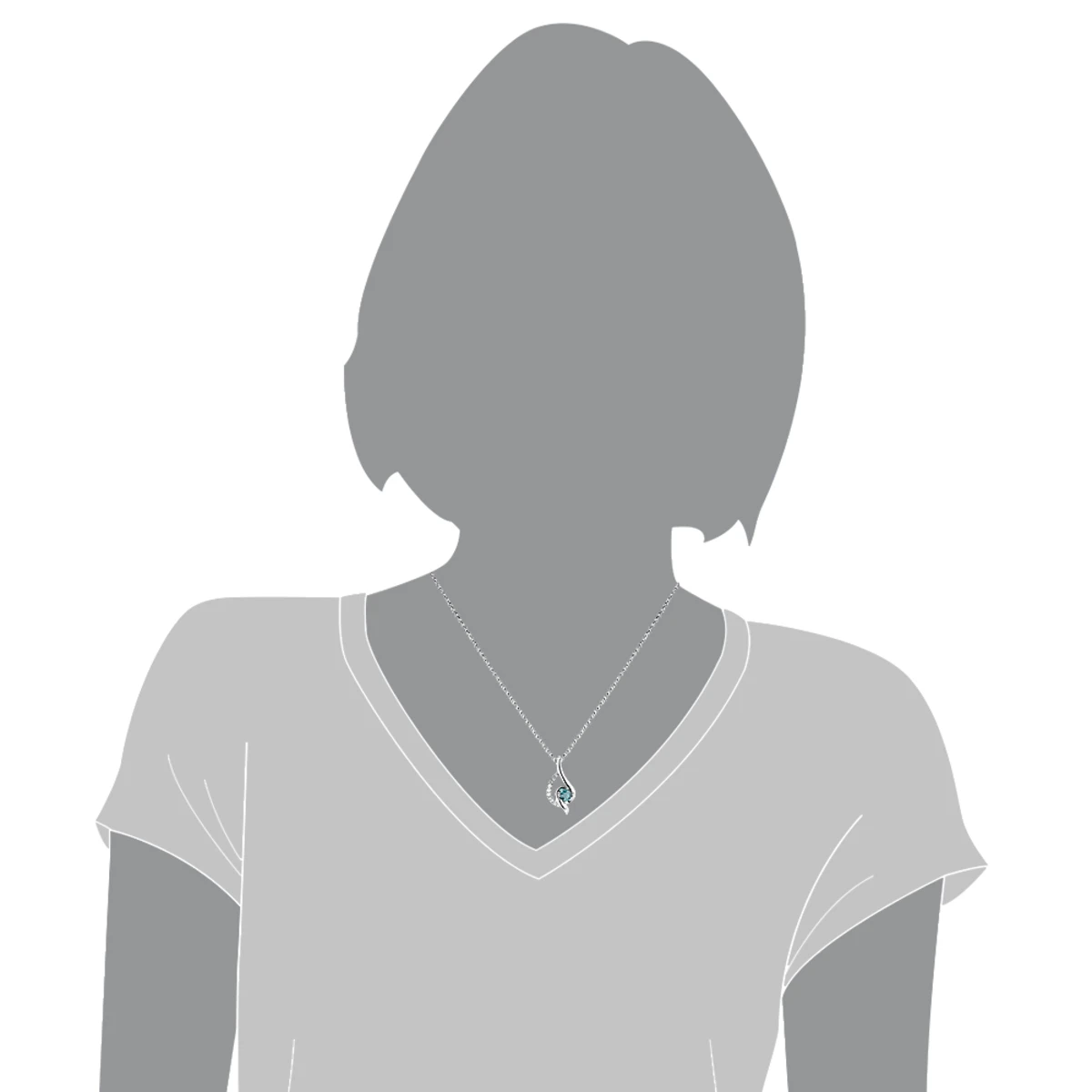 14K White Gold Ladies Blue Diamond Necklace 0.35ct La Minor 7 14K White Gold Ladies Blue Diamond Necklace 0.35ct La Minor - Image 5