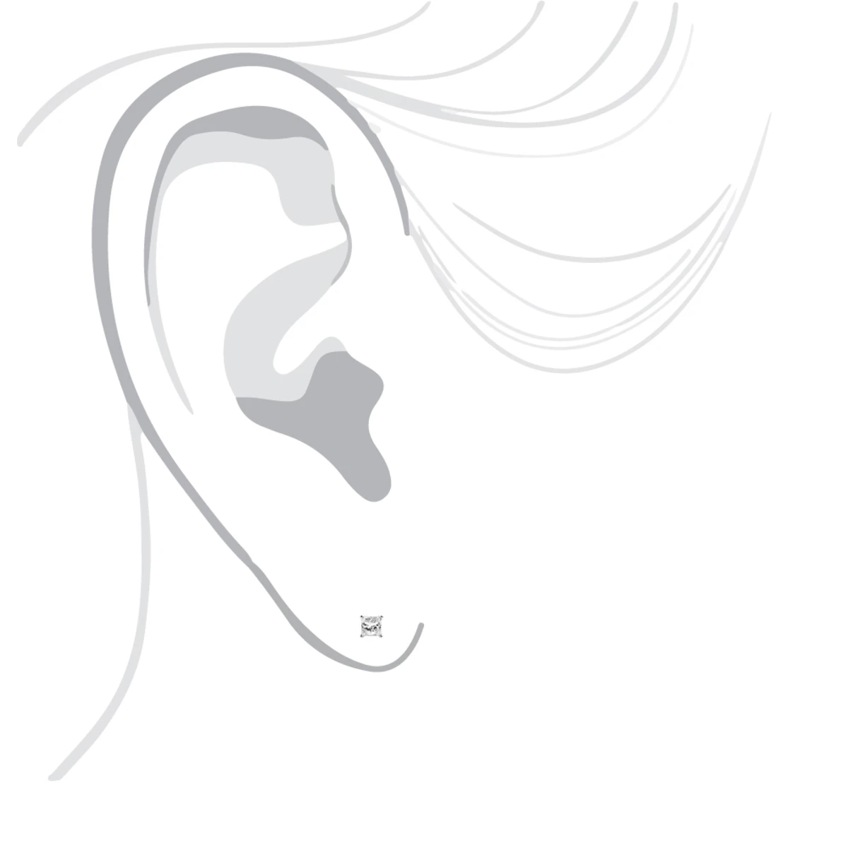 14K White Gold Princess Diamond Stud Earrings 0.25ct 7 14K White Gold Princess Diamond Stud Earrings 0.25ct - Image 5