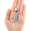 Large 14K White Gold White Pink Diamond Initial M Letter Pendant Necklace 3.4ct 2 Large 14K White Gold White Pink Diamond Initial M Letter Pendant Necklace 3.4ct -Its Hot Jewelry Shop 14k white pink diamond initial m pendant necklace 340 p 6119 1
