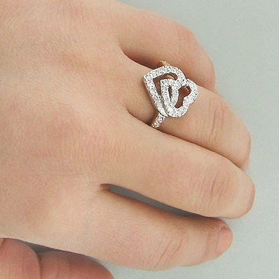 14K Rose Gold Diamond Heart Ring 0.55ct 5 14K Rose Gold Diamond Heart Ring 0.55ct - Image 3