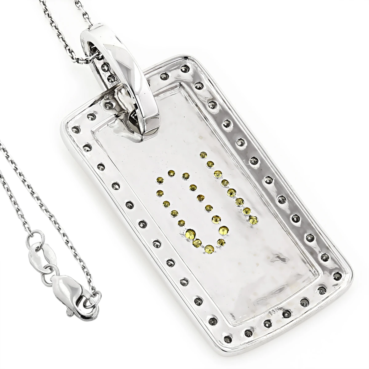 14K White Gold White Yellow Diamond Number 10 Dog Tag Pendant 1.60 6 14K White Gold White Yellow Diamond Number 10 Dog Tag Pendant 1.60 - Image 4