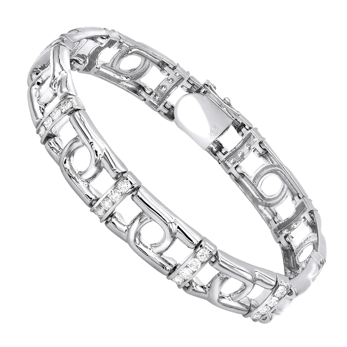 14K White/Yellow Gold Men's Diamond Two-Tone Bracelet 4ct 4 14K White/Yellow Gold Men's Diamond Two-Tone Bracelet 4ct - Image 2