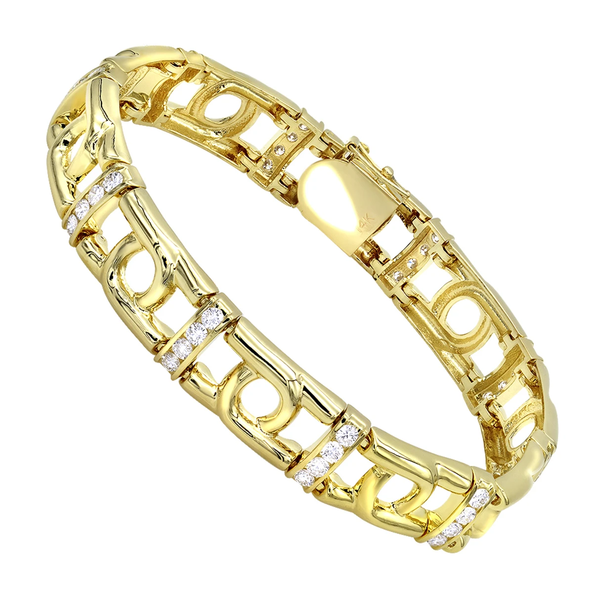 14K White/Yellow Gold Men's Diamond Two-Tone Bracelet 4ct 5 14K White/Yellow Gold Men's Diamond Two-Tone Bracelet 4ct - Image 3