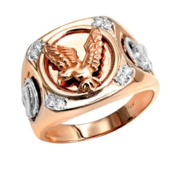 14K Yellow Gold Diamond Men's Eagle Ring 0.10 -Its Hot Jewelry Shop 14k white yellow rose gold diamond mens eagle ring 010 p 6238 ro