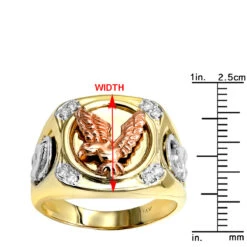 14K Yellow Gold Diamond Men's Eagle Ring 0.10 -Its Hot Jewelry Shop 14k white yellow rose gold diamond mens eagle ring 010 p 6238 rulerye