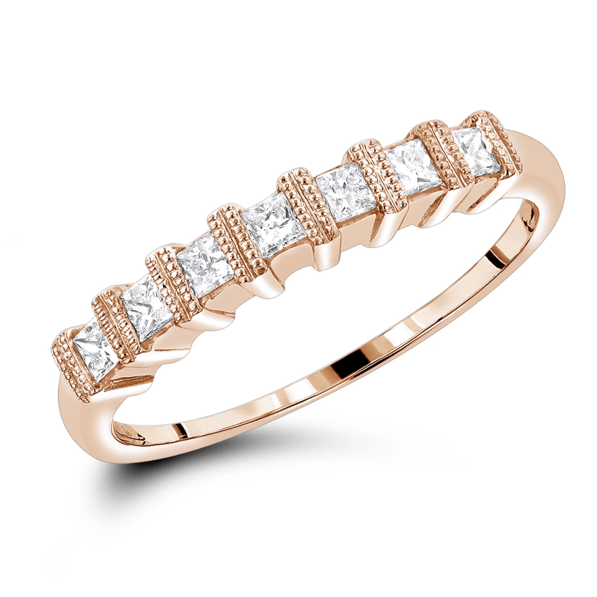 Thin 14K White Gold Women's Diamond Wedding Band Princess Cut 0.60ct 5 Thin 14K White Gold Women's Diamond Wedding Band Princess Cut 0.60ct - Image 3