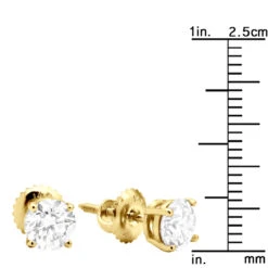 14K Yellow Gold Diamond Stud Earrings Round Cut 1.50ct -Its Hot Jewelry Shop 14k yellow gold diamond stud earrings round cut 150ct p 5637 ruler yellow