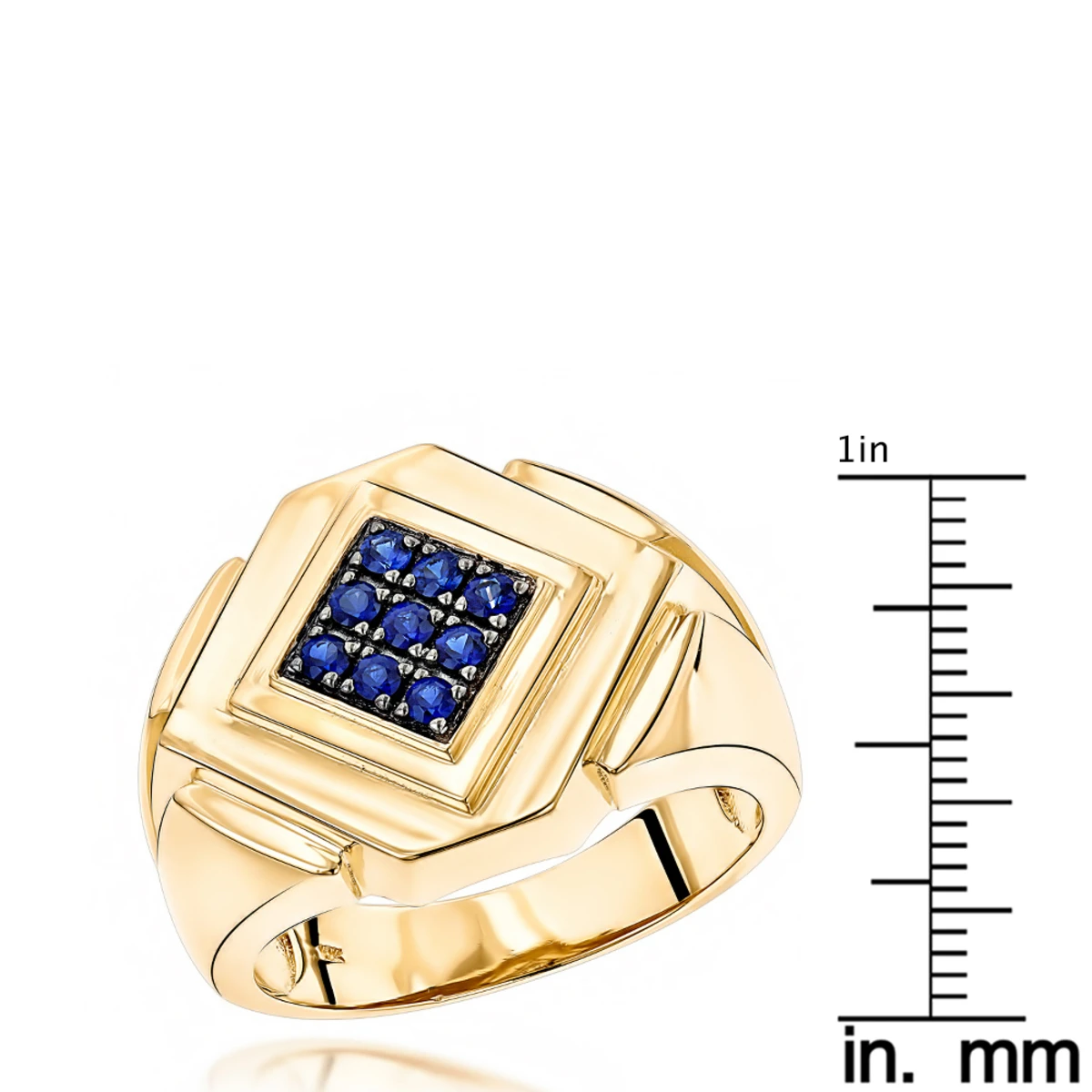 14K Yellow Gold Sapphire Men's Ring By Luxurman 0.27ct 8 14K Yellow Gold Sapphire Men's Ring By Luxurman 0.27ct - Image 6
