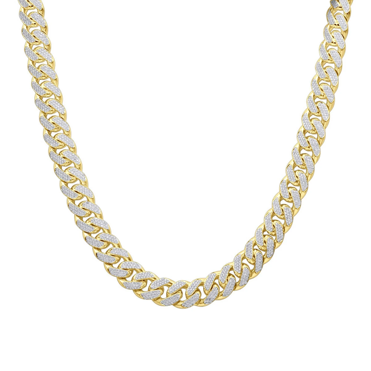 15 Carats Real Diamond Cuban Link Chain Choker Necklace 14K Yellow Gold 12mm Wide 3 15 Carats Real Diamond Cuban Link Chain Choker Necklace 14K Yellow Gold 12mm Wide