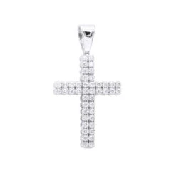 1.5ct Diamond Cross Pendant 10K White Gold For Men And Women