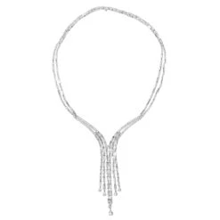 18K White Gold Antique Style Ladies Diamond Necklace Round Baguette Pear Diamonds -Its Hot Jewelry Shop 18k gold antique style ladies diamond necklace round baguette pear diamonds backwh