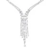 18K White Gold Antique Style Ladies Diamond Necklace Round Baguette Pear Diamonds